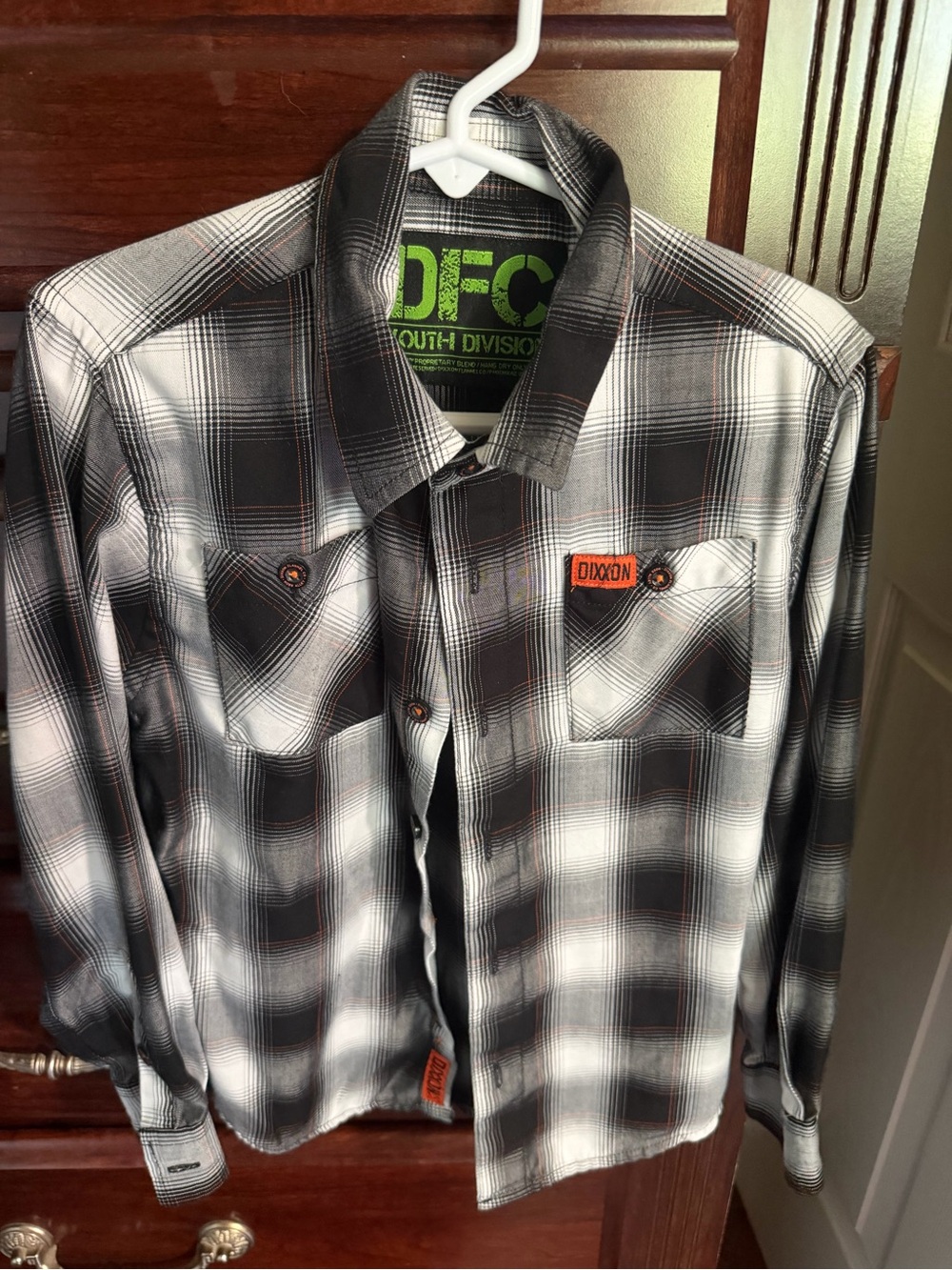 Dixxon Flannel Boys Youth Black Gray White Plaid Button-Up Shirt